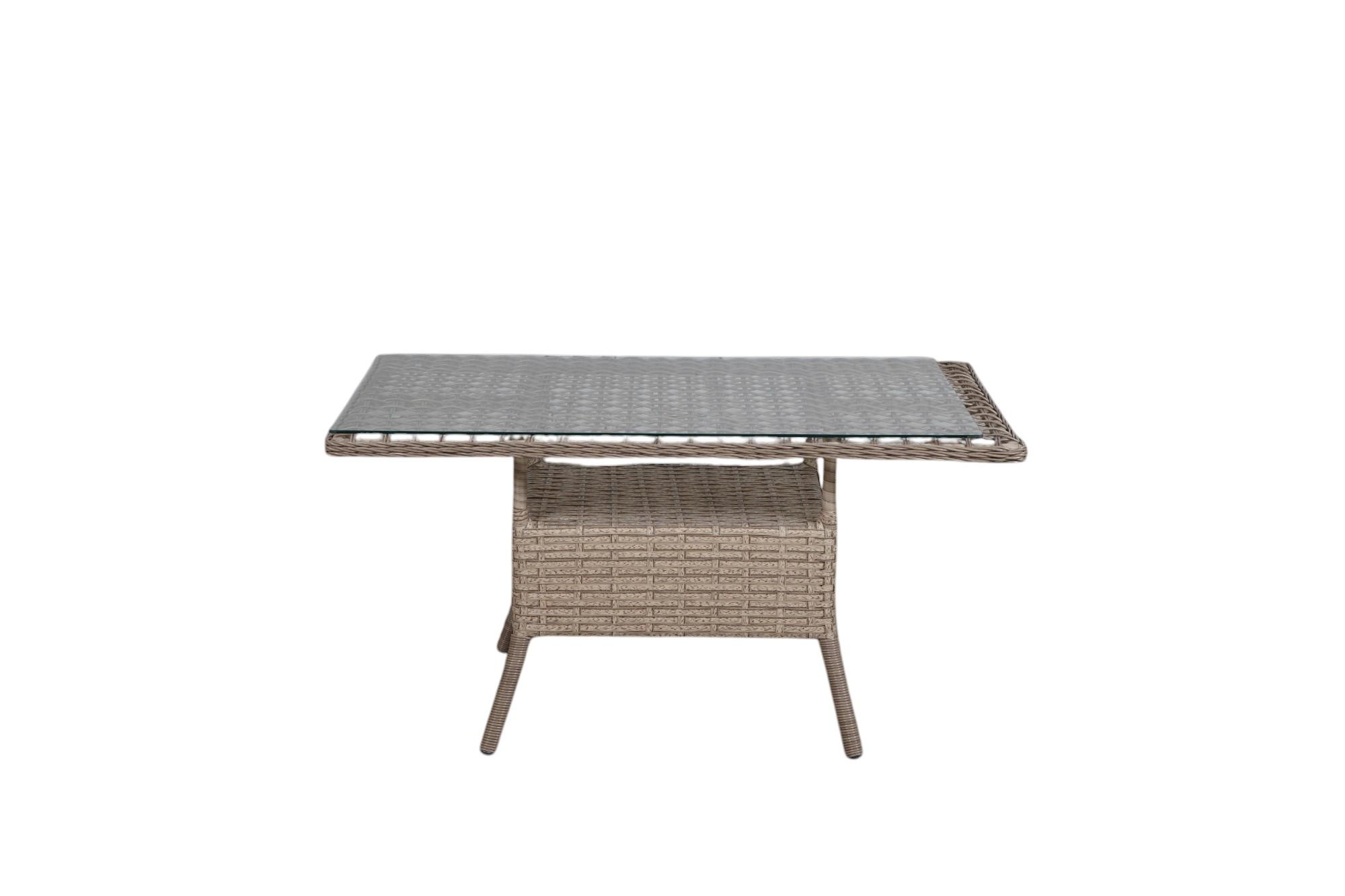 Geniş Cam Tablalı Rattan Masa — görsel 1
