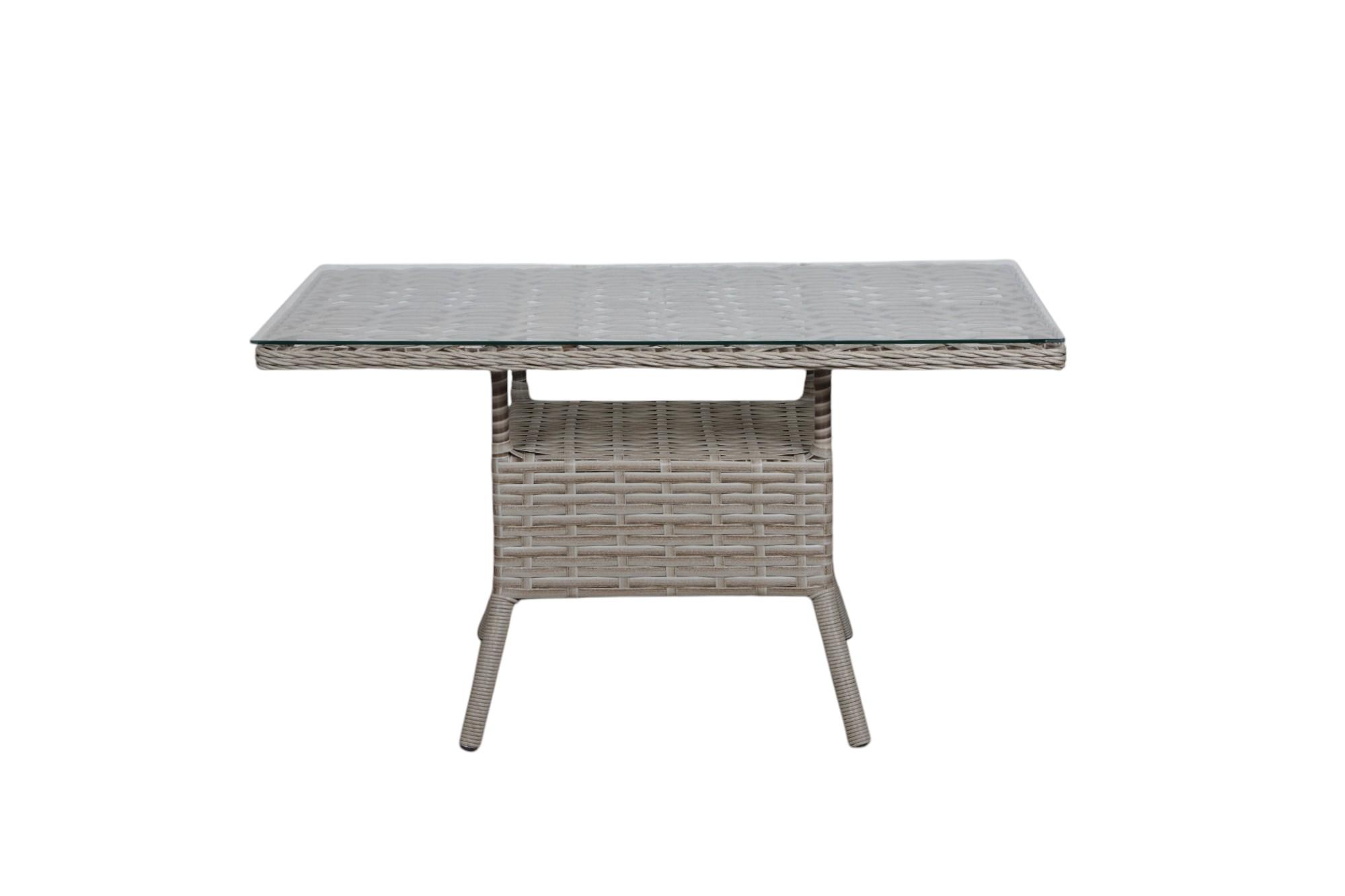 Gri Cam Tablalı Rattan Masa — görsel 1